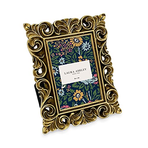 Laura Ashley 2x3 Gold Vintage Inspired Resin Scroll Design Picture Frame - color: Gold, size: 2x3