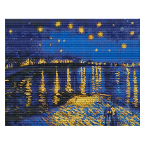 Meecaa Cross Stitch Kits 11 Count Stamped, Nile River People Starry Sky Reflection Embroidery Kit with Accessories Pre Printed (48CMx58CM (Nile River) - color: Nile River