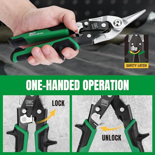 SK 10-Inch Tin Snips Heavy Duty, Right Cut Aviation Snips, Cr-Mo Steel - size: 10" Right Cut