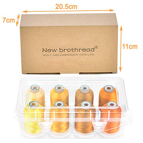 New brothread 8 Spools Embroidery Machine Thread with Box -Different Yellow - color: Differ Yellow