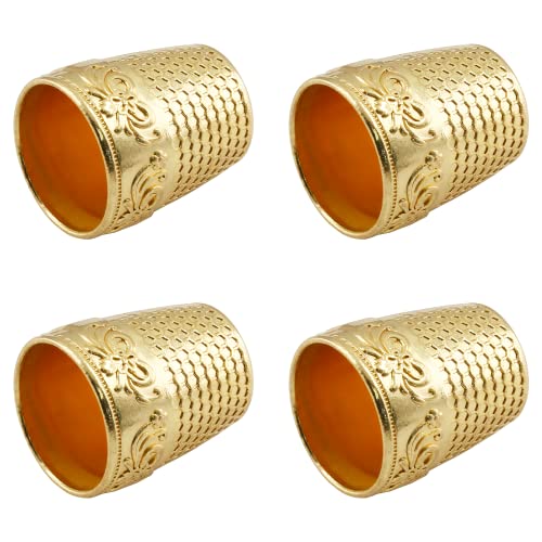 Coufce 4 Pcs Gold Metal Sewing Thimble - color: gold