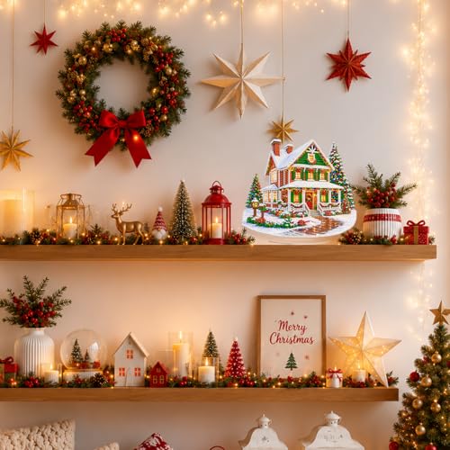 Eiflow Christmas Diamond Art Tabletop Kit for Adults Ornament, DIY Table Top Diamond Art Painting with Stand Acrylic Stand Up Gem Painting Board Kit - color: Home