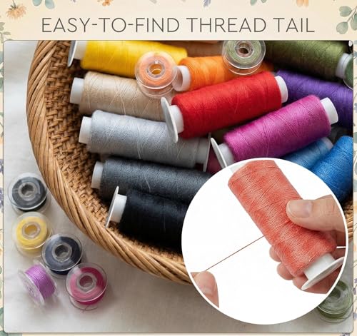ilauke 72pcs Sewing Thread Bobbins Kit, 36 Color 500 Yard Thread for Sewing - color: 36colors,500yd