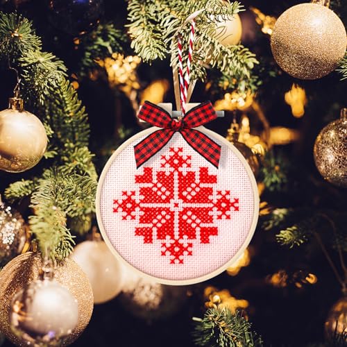 Beeveer 12sets/25pcs 3 Inch Embroidery Hoops with Bow, Christmas DIY Craft - color: Red, Black,White, size: 3 Inch