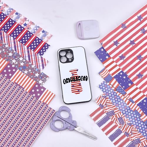 American Flag Sublimation Transfer Ink Paper - 12 Sheets 12"x10" 4th of July Flag Sublimation Transfer Paper for Tumblers and Mugs DIY Sublimation Transfer Sheets Compatible with Cricut - color: Blue-12