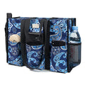 TOPDesign Utility Water Resistant Tote Bag with 13 Pockets, Zipper Closure - color: Blue Bandanna, size: Large