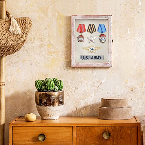 TJ.MOREE Shadow Box 8 x 10 Display Case Wood Picture Frame White Pink - color: White Pink, size: 8x10