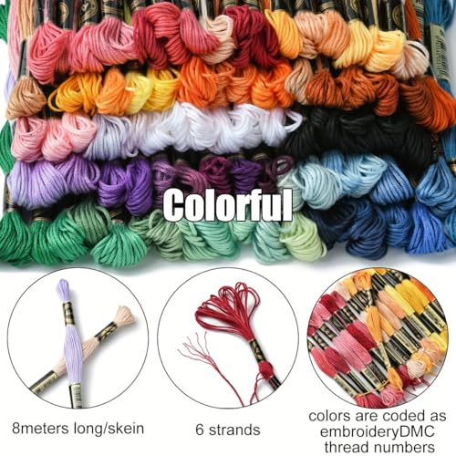 12 Skeins 105 Yds Embroidery Floss Bulk, Variegated Polyester Floss, 6 Strands for Friendship Bracelet Cross Stitch Jewelry Making Craft (Autumn) - color: Autumn