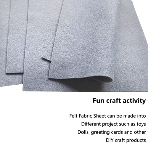 Jtnohx Soft Felt Fabric Flexible Craft Felt Sheets Grey 6" 20Pcs 1.4mm - color: Grey