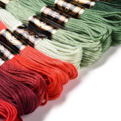 12 Skeins 105 Yds Embroidery Floss Bulk, Variegated Floss, 6 Strands Polyester for Friendship Bracelet Cross Stitch Jewelry Making Craft (Christmas) - color: Christmas