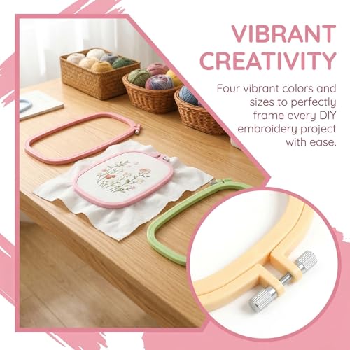 Huacan 4 Pcs Embroidery Hoop - Square Cross Stitch Hoop Set ABS Plastic Embroidery Hoops for Art Craft Sewing Tools Embroidery Ring for Sewing Needlework