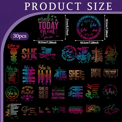 30 Pcs Christian Coloful Bible Verse DTF Transfers Ready to Press - style: Colorful Bible Verse