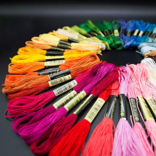 Vilihkc Rainbow Color Embroidery Floss 100 Skeins Per Pack with Cotton for Cross Stitch Threads Bracelet Yarn Craft Floss Embroidery Floss Set - color: 100 colors