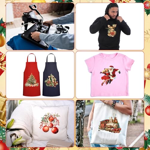 Tinlade 24 Pcs Christmas Iron on Decal Patches Heat DTF Transfers Christmas Design HTV Iron-on Transfers for T-shirt Reindeer Santa Snowman Patches Decals for Clothes Bag Covers DIY Crafts Decorations - style: Christmas