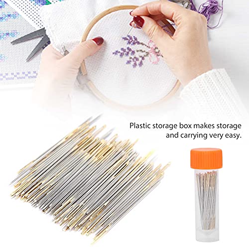 Zerodis 100Pcs Cross Stitch Needles,Metal Sewing Needles Embroidery Needles Stitching Needles Set with Storage Box(24) - color: 24