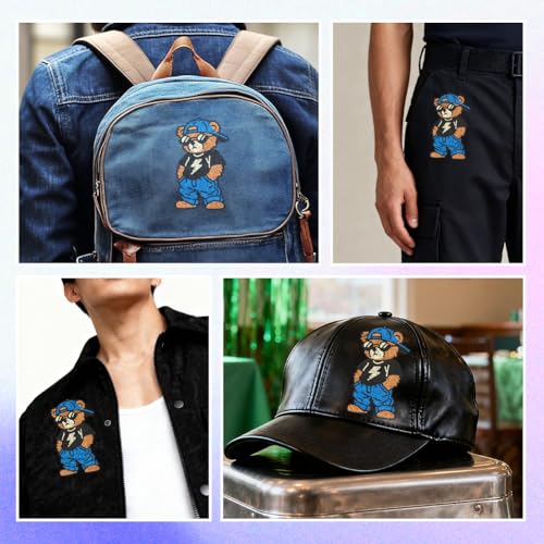 ANATTASOUL Hip-Hop Teddy 11.6"x8.2" Animal Rhinestone Iron on Patches - style: Hip-Hop Teddy