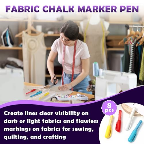 8PCS Sewing Chalk for Fabric, Wipeable and Washable, Tailors Chalk for Fabric Etailed Marking on Fabrics, Cottons, Leathers - Blue, White, Red, Yellow - color: 8-PACK White & Blue & Red & Yellow