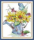 CaptainCrafts Cross Stitch Kits for Adults Stamped Printed Fabric Sunflower - color: Sunflower Bouquet, style: Stamped 11CT