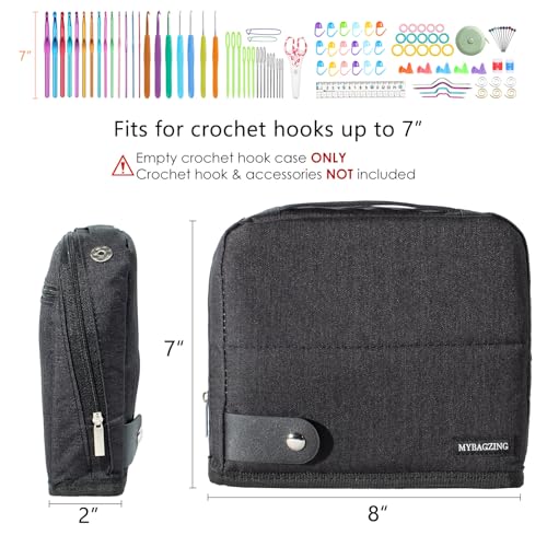 MYBAGZING Crochet Hook Case Empty - Crochet Hook Organizer Stand Up Unique Design -Corchet Organizer - for Knitting & Crochet Supplies(Case Only) - color: Black, size: Fits up to 7 inches