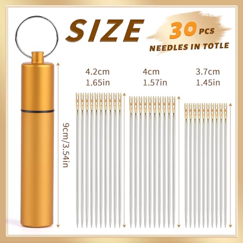 GarfxG Self Threading Needles 30pcs Easy Threading Steel Hand Sewing Needle - style: 30pcs-Gold Tail