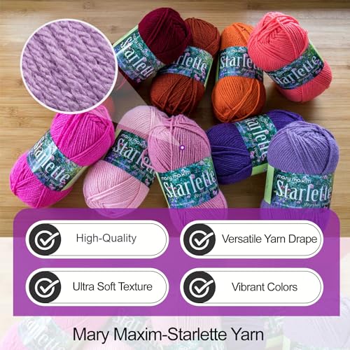 Mary Maxim Starlette Yarn, Soft Acrylic Yarn, 3.5 OZ, 180 Yards, Amethyst - color: Amethyst