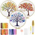 TINDTOP Embroidery Kit for Adult, 3 Pack Embroidery DIY Starter Kit - color: Color Tree