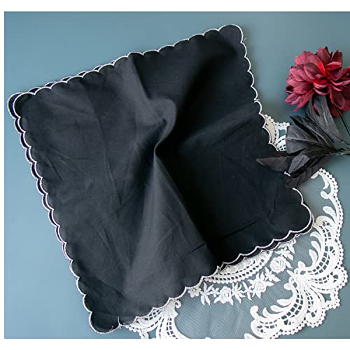 6 Pack of Ladies Embroidery Cotton Handkerchiefs Lace Wedding Hankies - color: E-6pcs Black