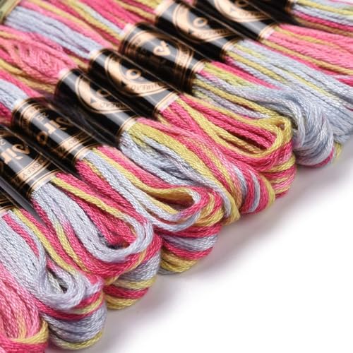 FASHEWELRY 10 Skeins Pastel Embroidery Floss Friendship Bracelet String Threads 6-Ply 0.5mm Cross Stitch Embroidery Thread for Sewing Bracelet Making Stitching Crafts - color: Pastel, size: 0.5mm