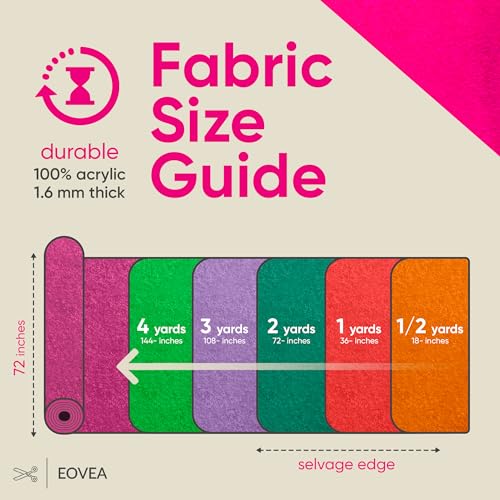 EOVEA | Acrylic Felt Fabric by The Yard | 72" Wide | 1.6mm Thick | Soft & Durable Non-Fraying Felt | for DIY Crafts, Sewing, Upholstery, Costumes & Padding(Neon Pink, 1 Yard) - color: Neon Pink, size: 1 Yard