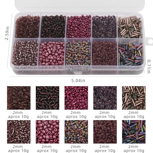 5000pcs Glass Seed Tube Bugle Beads for DIY Jewelry Making - color: Purple