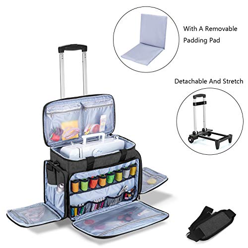 LUXJA Sewing Machine Case with Detachable Dolly, Black - color: Black, style: Sewing Machine Trolley