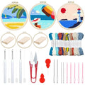 Woohome Punch Needle Kit Included Plastic Hoops, Punch Needle Cloth, Color Yarn and Punch Needle Tools for Adults, Beginners (Lighthouses, Sailboats, Blue Sky) - color: Color 15