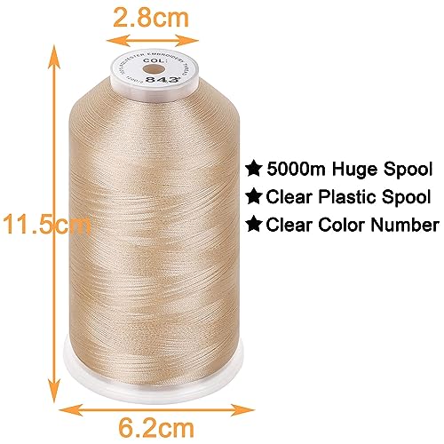 New brothread 2 Huge Spools Embroidery Machine Thread -Beige - color: Beige-843
