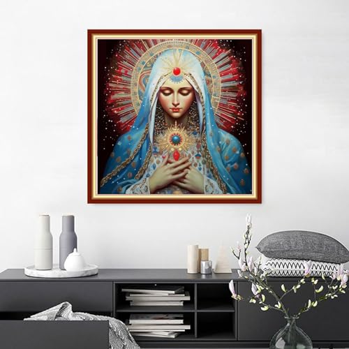 Findvoor Stamped Cross Stitch Kits for Beginners Full Range of Cross Stitching Embroidery Pattern for Adults, 11CT DIY Needlepoint Embroidery Starter Kits-Prayer Virgin Mary 17.7x17.7 inch - color: StampedKits 18