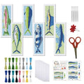 FREEBLOSS 6 Set Cross Stitch Bookmark Kits 11CT 8"x2.4" Fish - style: Fish