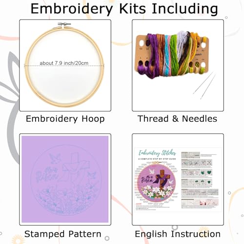 Nuberlic Lily Pattern Embroidery Kits for Beginner Adults - color: Easter