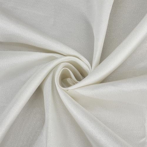 MAYJOYDIY White Poly Cotton Broadcloth Fabric 59×39inch Inside Silver Wires Plain Solid Color Linen Fabric Garments Crafts Accessories for Table Cloth Embroidery Backing Quilting Sewing