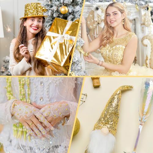 NACHLYNN 16800 Pcs 6MM Bulk Loose Sequins Gold Rainbow Round Cup Sequins Flat Beads Round with Holes for DIY Crafts Sewing Wedding Christmas Jewelry Making Nail Arts Crafts - color: Gold