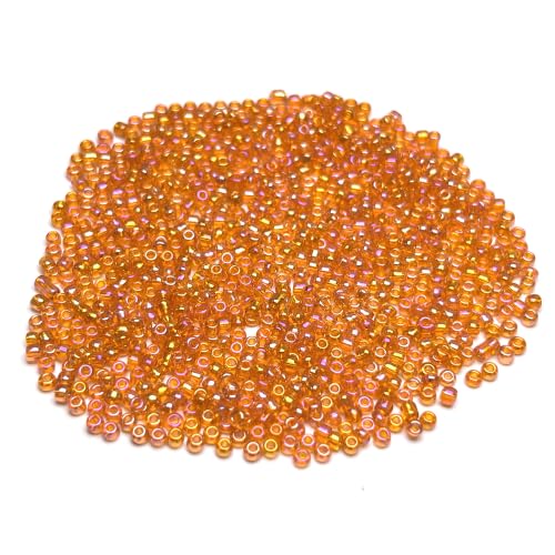 GLRXMX 2100Pcs Glass Beads 2mm Round Seed Beads for Jewelry Making - color: orange