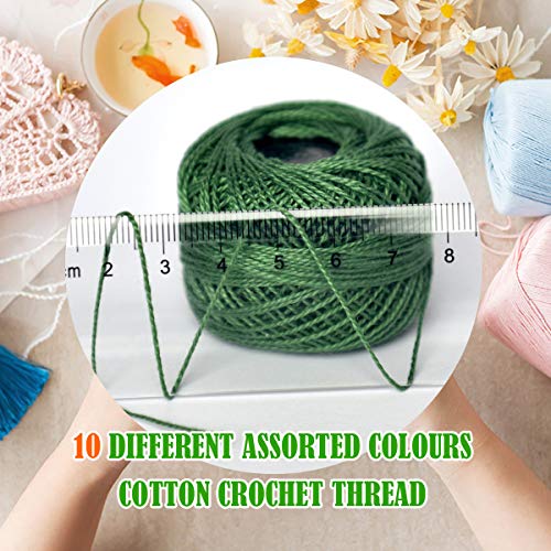 Crochet Thread 10 Balls Cardinal Size 8 for Crochet Hardanger Cross Stitch Needlepoint Hand Embroidery (Dark Green Series) - color: Dark Green Series