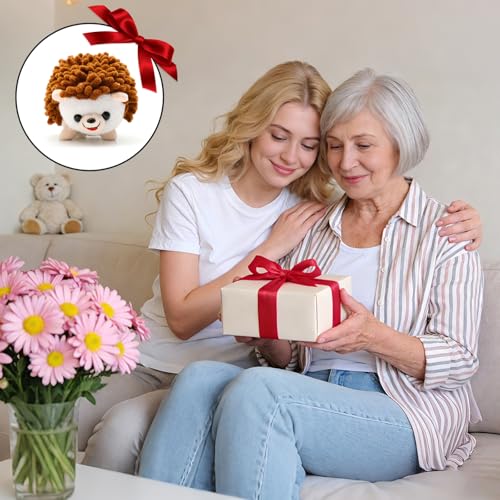 Sizobi Plush Hedgehog Pin Cushion for Sewing - Soft Sewing Needle Holder - color: Brown