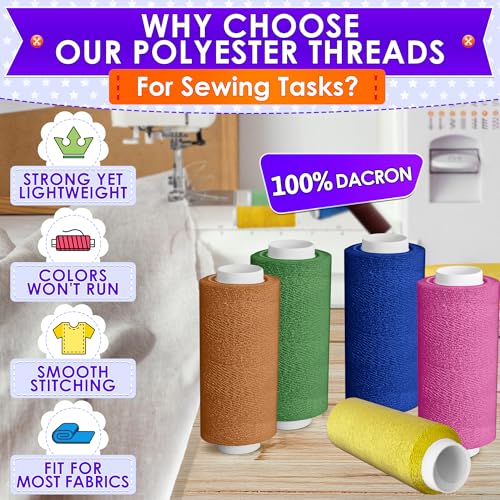 Sewing Thread Set, 36 Colors, 250 Yards Per Spool, Case Included - color: 36 Pcs 250 Yards