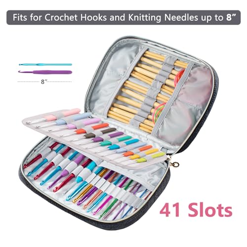 MYBAGZING Crochet Hook Case, Quilted Organizer for Crochet Hooks up to 8" - color: Black