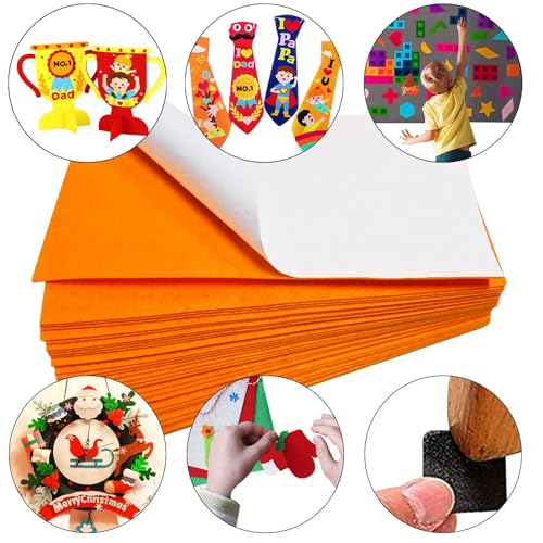 Jtnohx Self Adhesive Felt Sheets Adhesive Backed Felt Fabric Orange 33Pcs - color: Orange