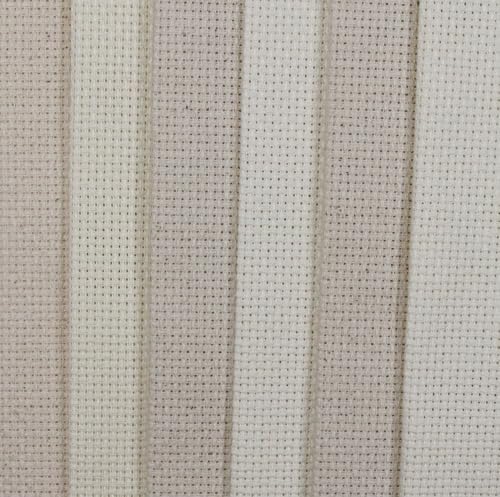 KCS 4/6 pc of 12" x 18" 30cmx45cm 16CT Counted Cotton Aida Cloth Cross Stitch Fabric (Cream+Oatmeal, 6 pc) - color: Cream+oatmeal, size: 6 pc