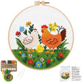 Louise Maelys Chicken Embroidery Kit for Beginners Farmhouse DIY - color: lawn