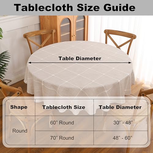 Gernaice Plaid Round Tablecloth Checkered Table Cloth 90“ Brown - color: Brown, size: 90" (Round)