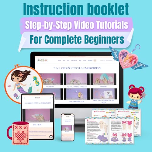 2-in-1 Cross Stitch & Embroidery Kit for Kids - 8 Beginner Projects - style: 2-in-1 Kit (8 Projects)