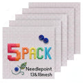 Blank Needlepoint Canvas — 13 Mesh 6" x 6" True Mono 100% Cotton Canvas, Unbound for Custom Finishing — White Cross Stitch & Embroidery Fabric, 5 Pack