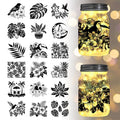 GLOBLELAND 18 Sheets Plants Leaves Rub on Transfer 3.9x3.6inch Flowers Home Decals Birds Cup Transfer Decals for Furniture Vase Glass Decorations Art Crafts Decorations - style: Plants Leaves